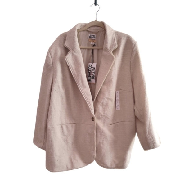 NWT Future Collective X Jenny K. Lopez Tweed Blazer Jacket in Ivory Size 3X ✨ - Picture 10 of 13